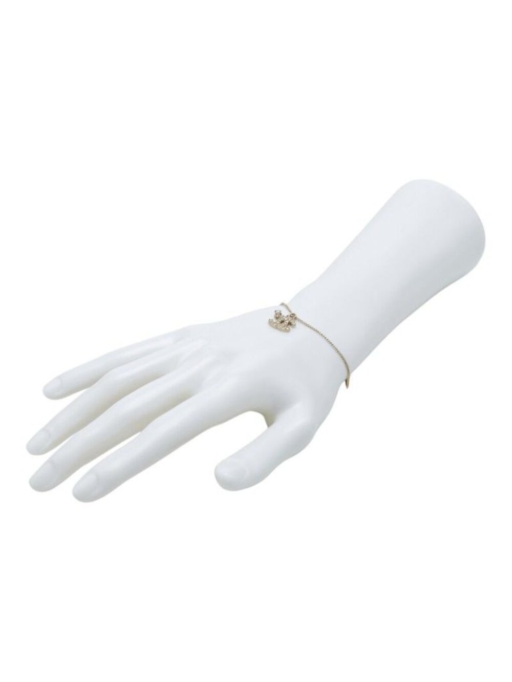 Chanel CC Logo Bracelet Gold Plated Faux Pearl Line Stone - Picture 7 of 7